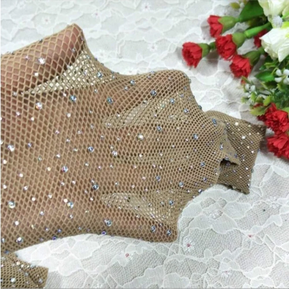 Nude Rhinestone Fishnet Tights NEW 🏷️